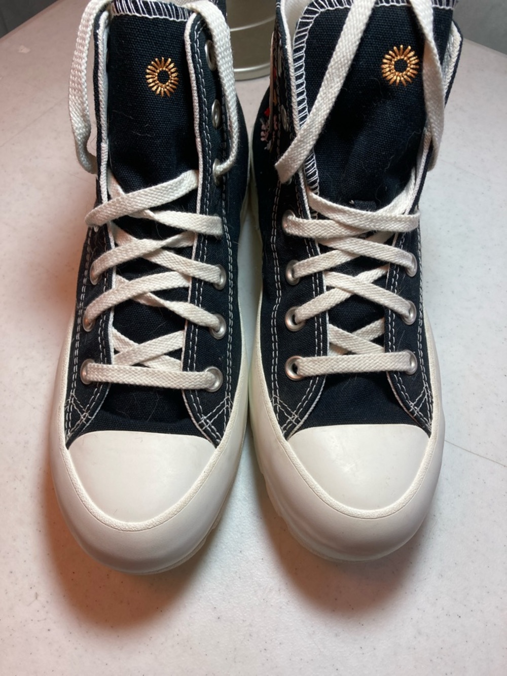 Converse Lug Heel High Tops It’s Okay to Wander Embroidery Floral Accents - Picture 7 of 10